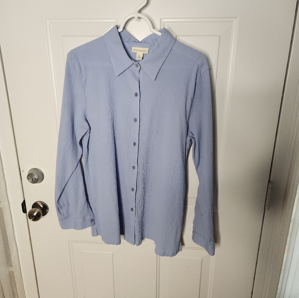 Appleseed's  Blue Light‎ Purple Long Roll Up Sleeve  Size XL